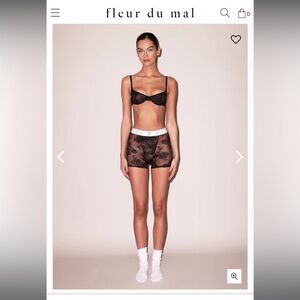 Fleur du Mal Black Sheer Floral Lace Underwire Bra & Boxer Briefs
